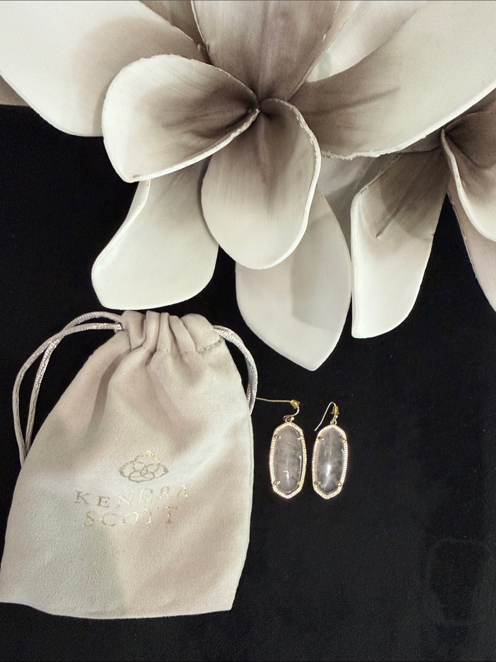 Kendra Scott Gold Drop Earrings with Clear Stones